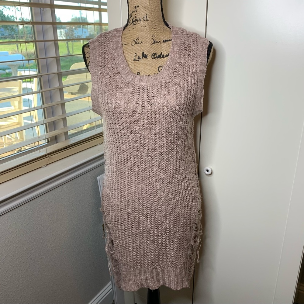 Easel Tank Grunge Extra Long Sweater